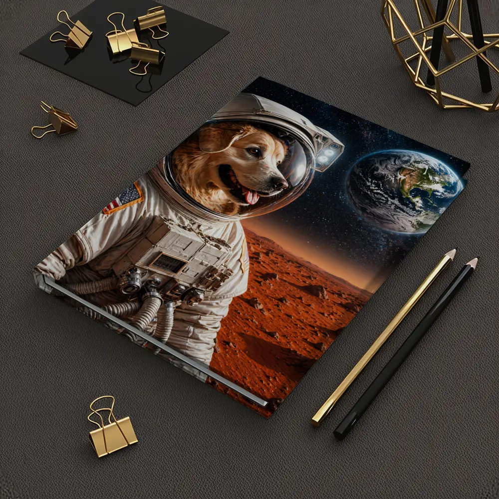 Golden Retriever Astronaut On Mars Surface – Notebooks