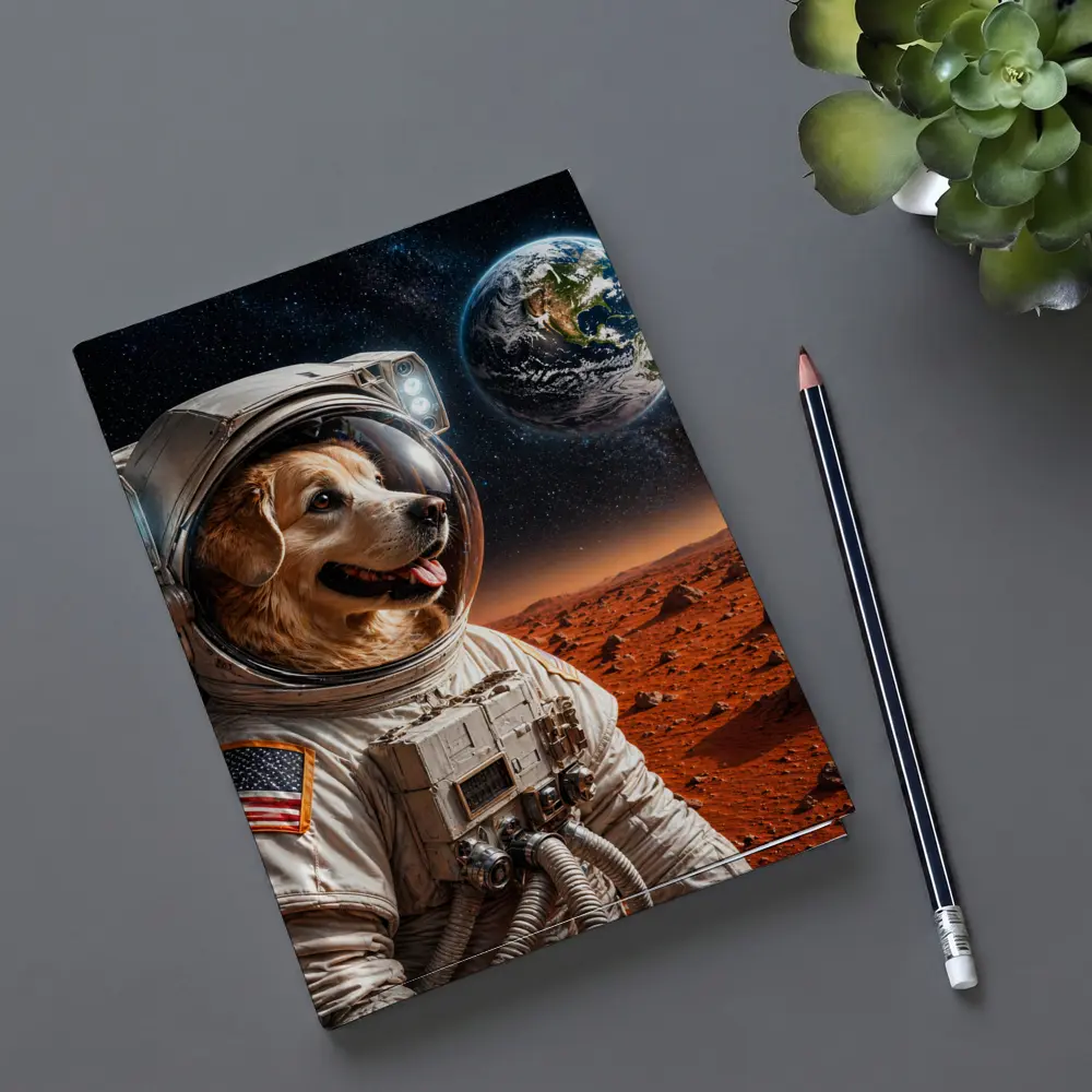 Golden Retriever Astronaut On Mars Surface – Notebooks