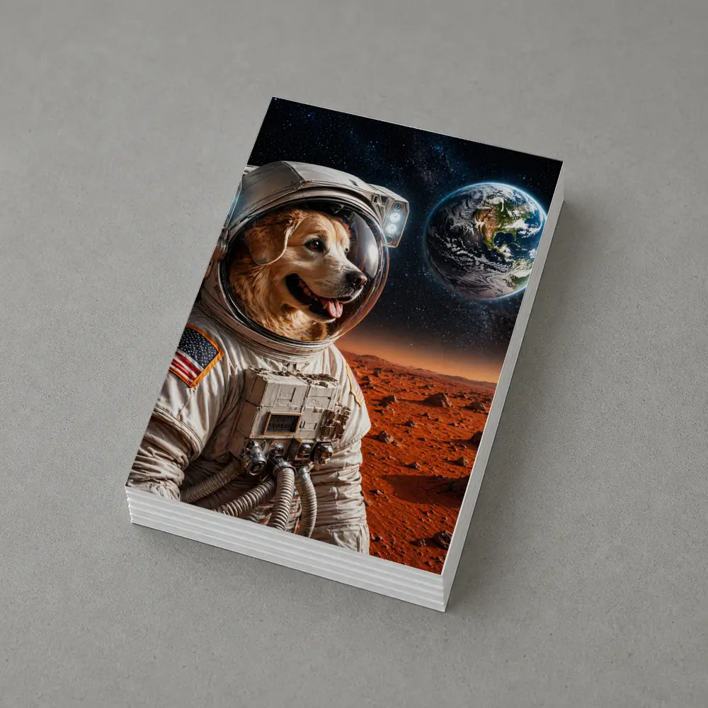 Golden Retriever Astronaut On Mars Surface – Postcards