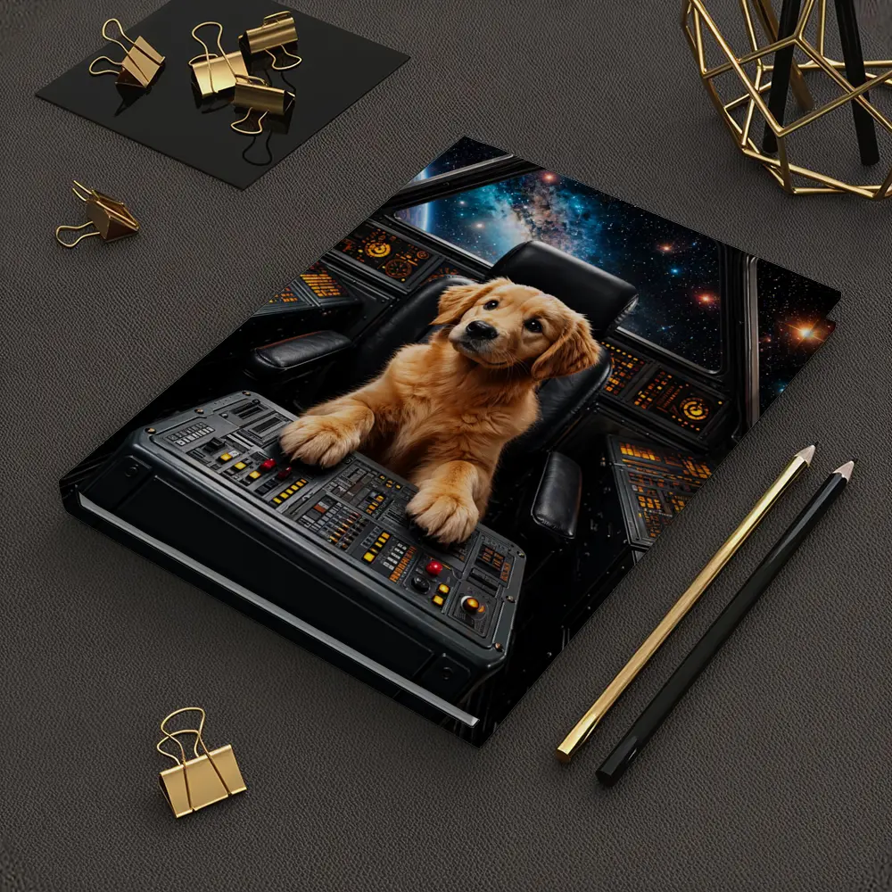 Golden Retriever Puppy Piloting Space Starship – Notebooks