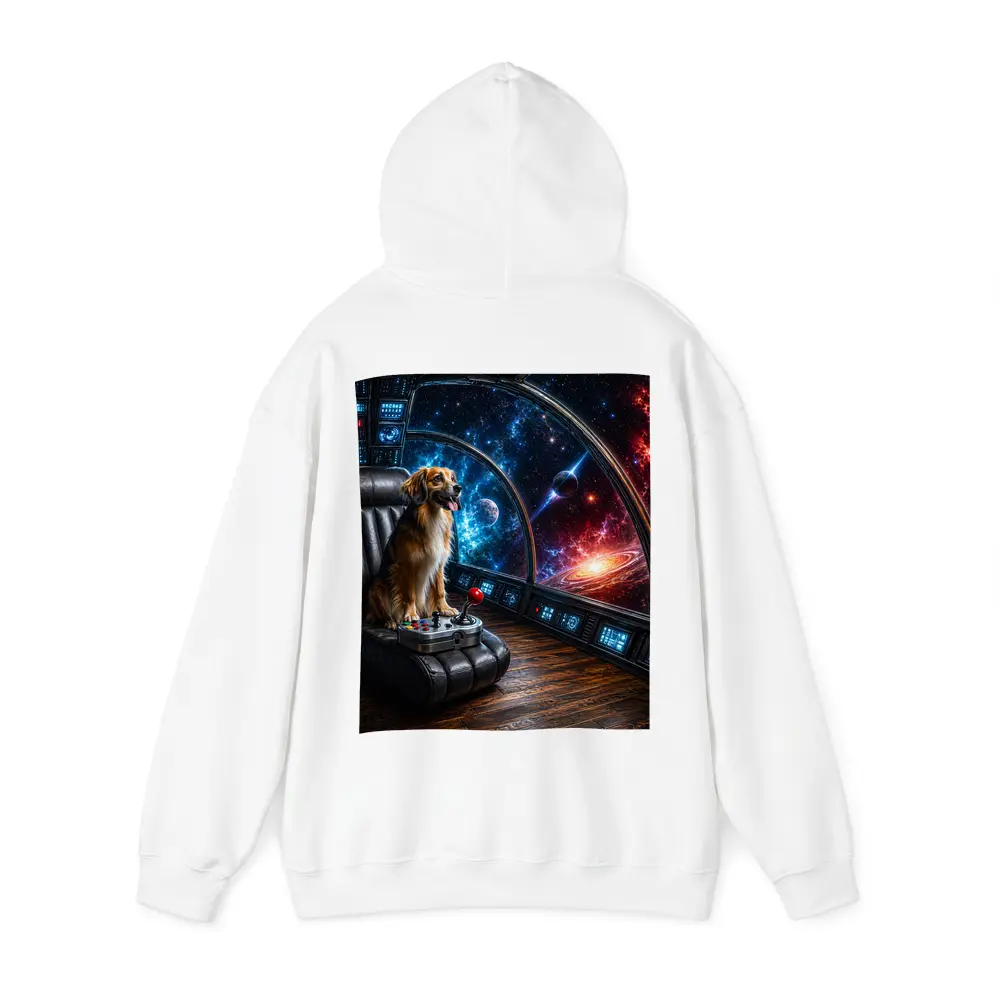 Golden Dog Piloting Spaceship Through Galaxy – Hoodies