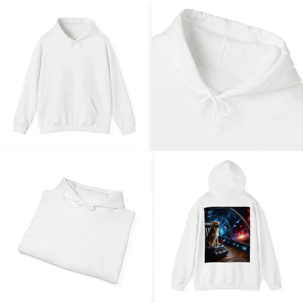 Golden Dog Piloting Spaceship Through Galaxy – Hoodies
