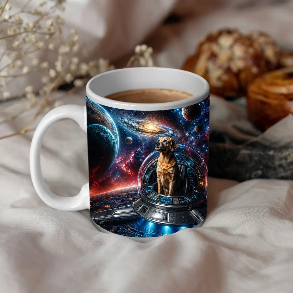 Labrador Dog Pilot Spaceship Galaxy Universe – Mugs