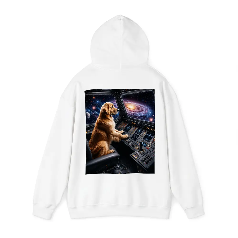 Golden Retriever Pilot Flying Through Galaxy – Hoodies