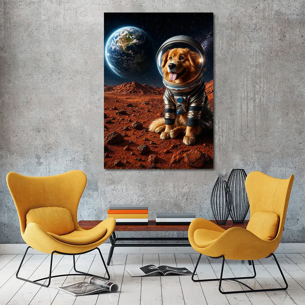 Golden Retriever Astronaut Dog On Mars – Wall Art