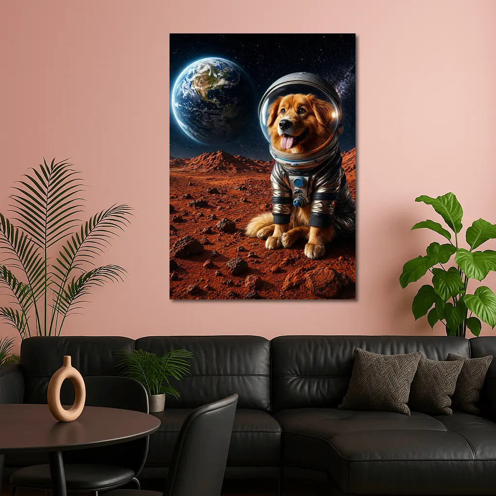 Golden Retriever Astronaut Dog On Mars – Wall Art