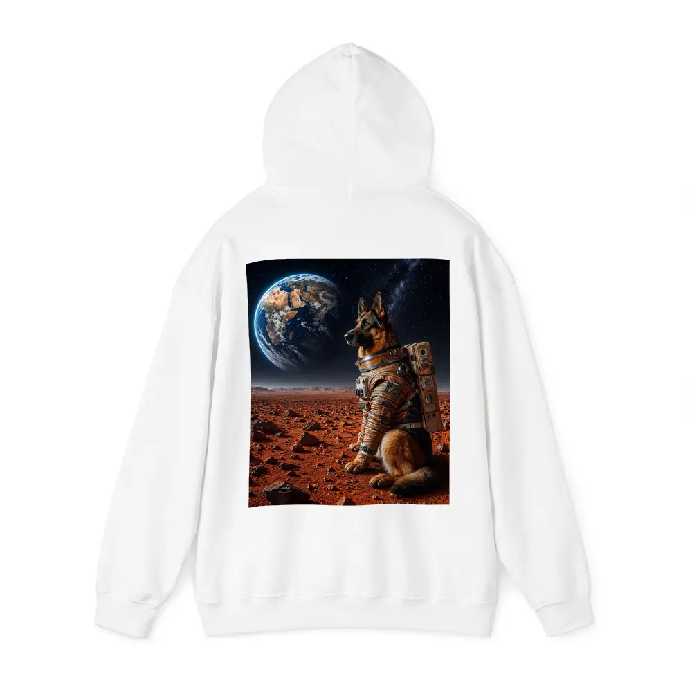 German Shepherd Astronaut on Mars Earth View – Hoodies