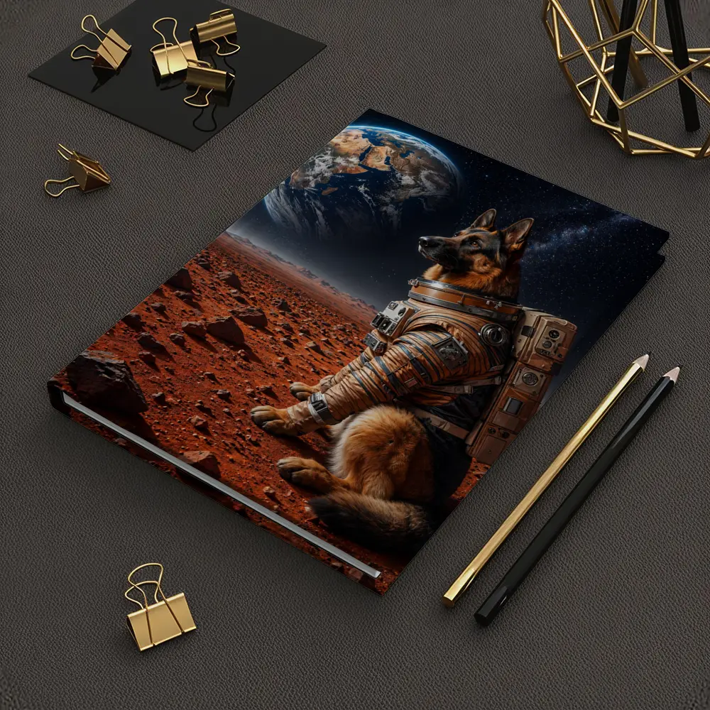 German Shepherd Astronaut on Mars Earth View – Notebooks