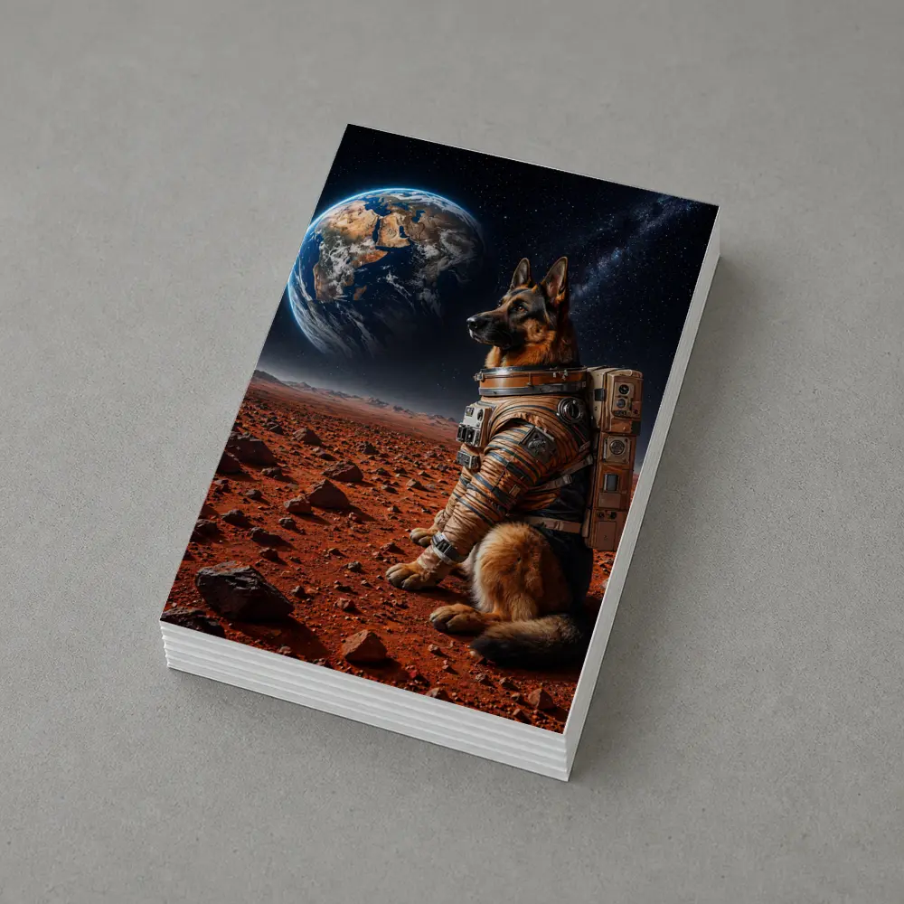 German Shepherd Astronaut on Mars Earth View – Postcards