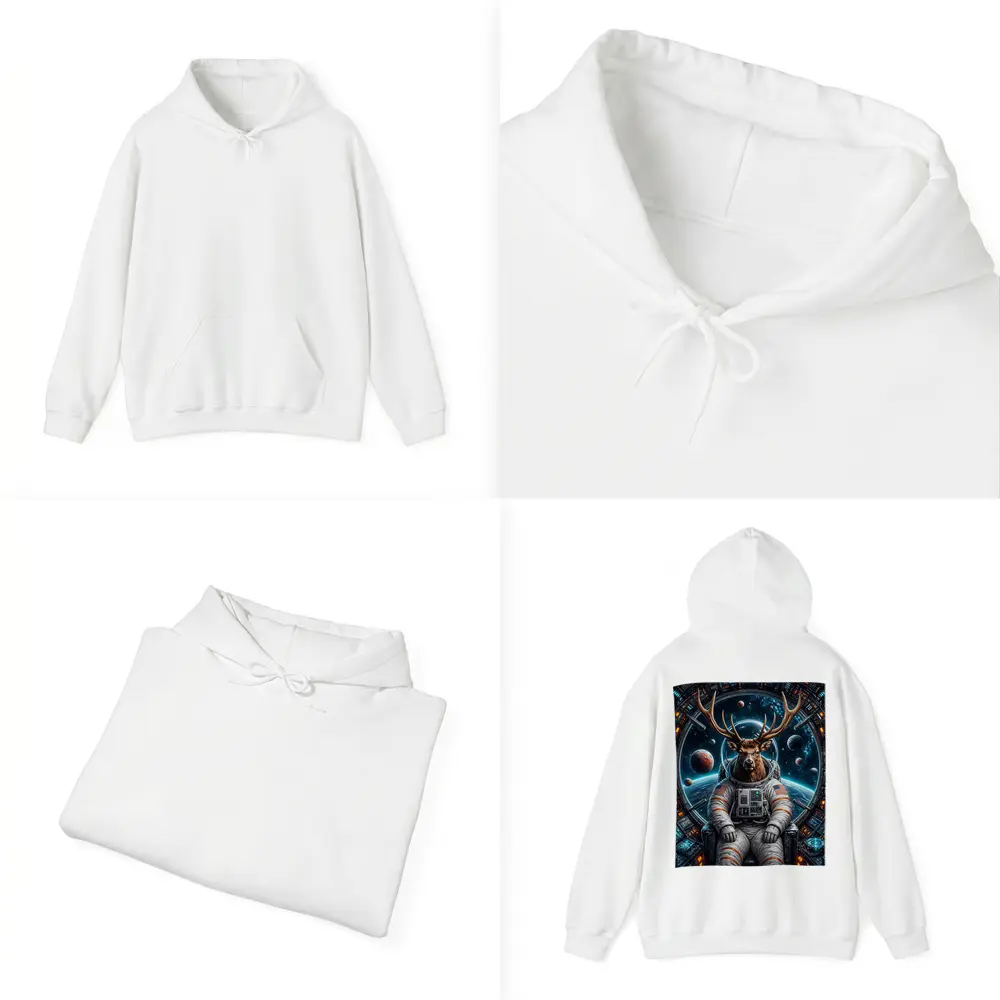 Deer Astronaut Sitting in Space Station – Hoodies