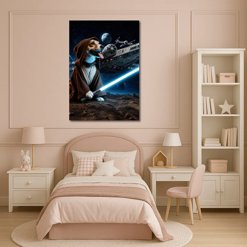 Beagle Jedi Knight Lightsaber Space Battle – Wall Art
