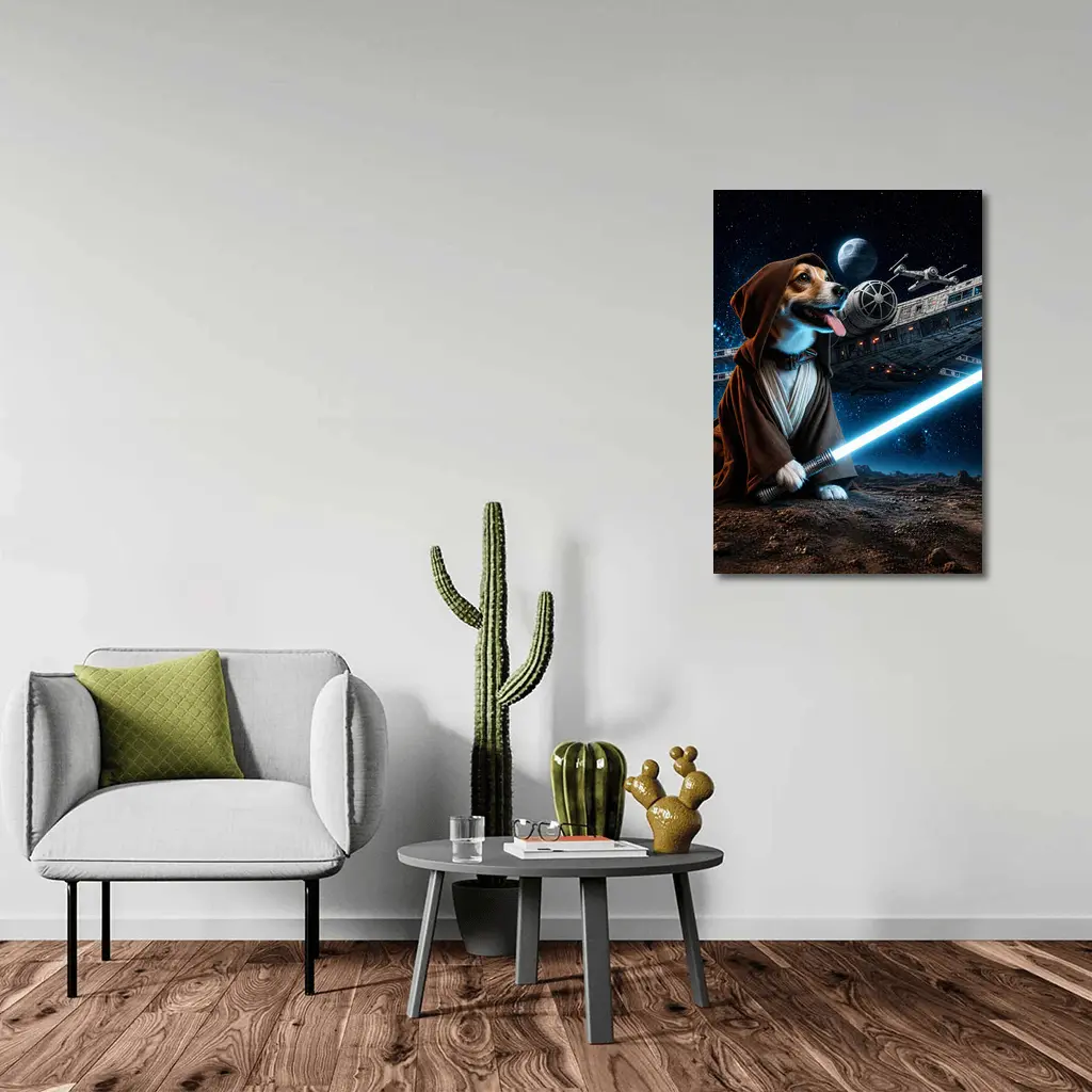 Beagle Jedi Knight Lightsaber Space Battle – Wall Art