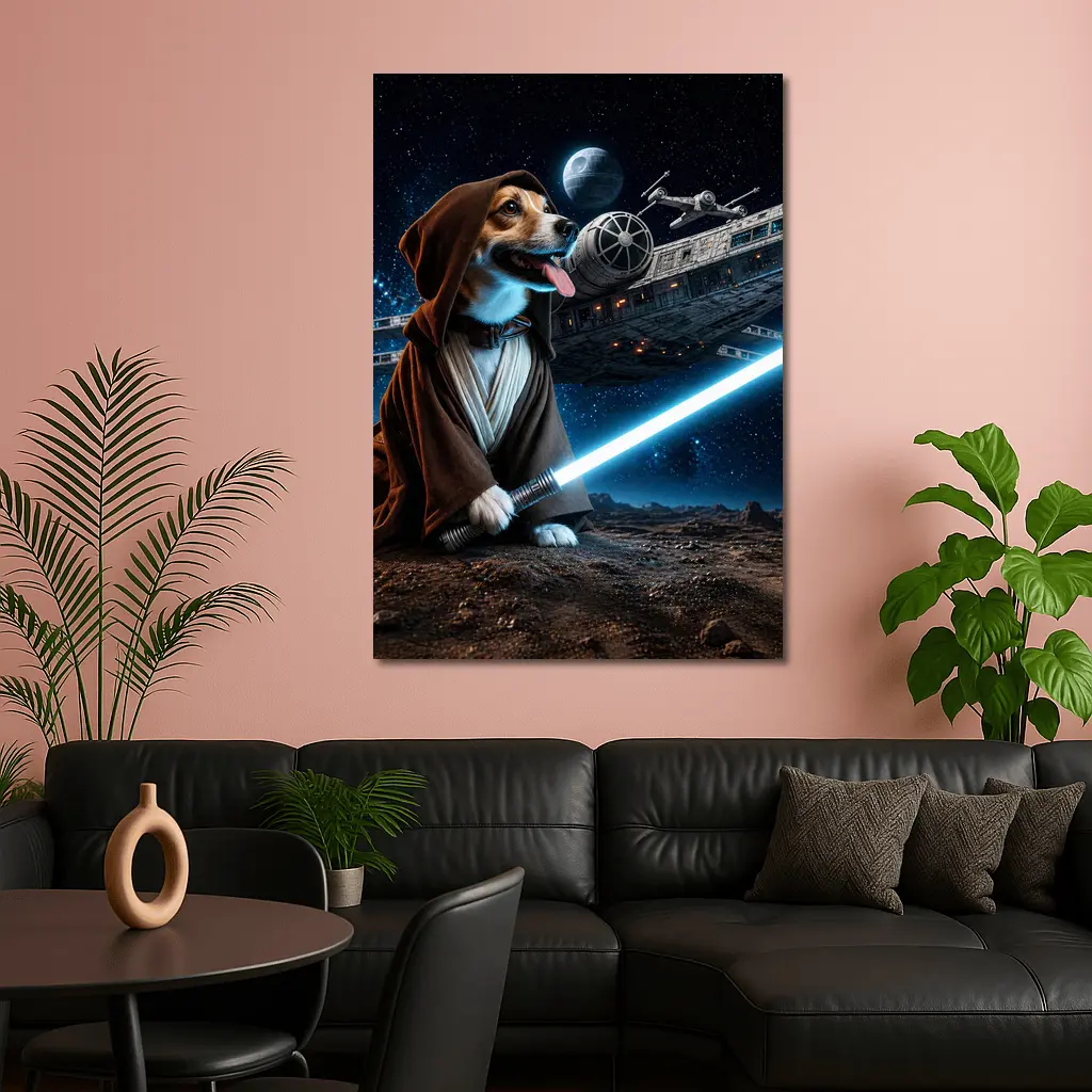 Beagle Jedi Knight Lightsaber Space Battle – Wall Art