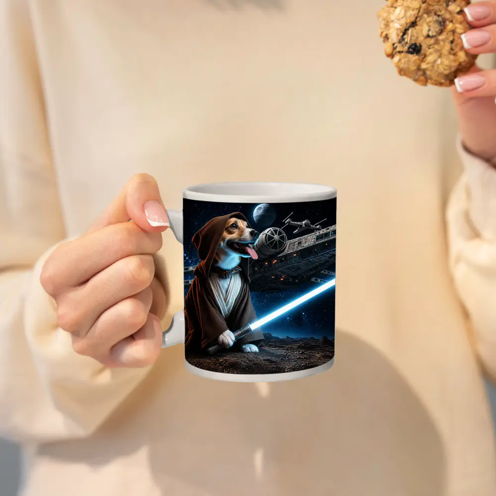 Beagle Jedi Knight Lightsaber Space Battle – Mugs