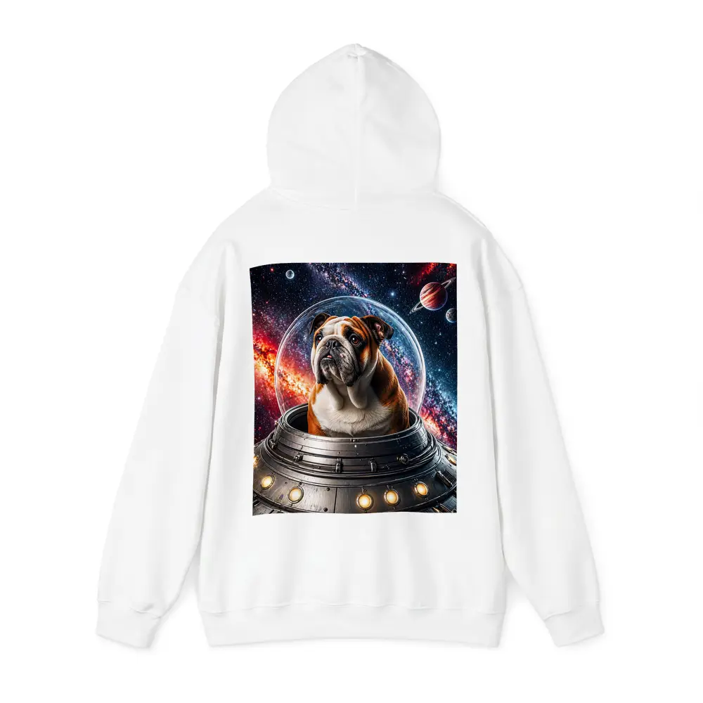 English Bulldog Astronaut Flying Through Galaxy – Hoodies