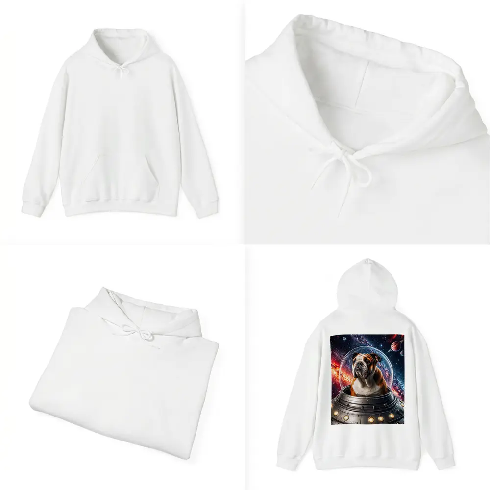 English Bulldog Astronaut Flying Through Galaxy – Hoodies