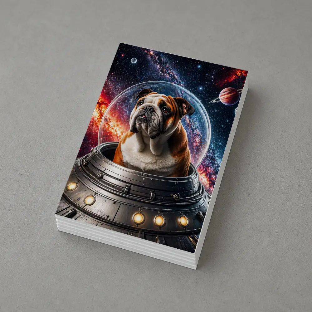 English Bulldog Astronaut Flying Through Galaxy – Postcards