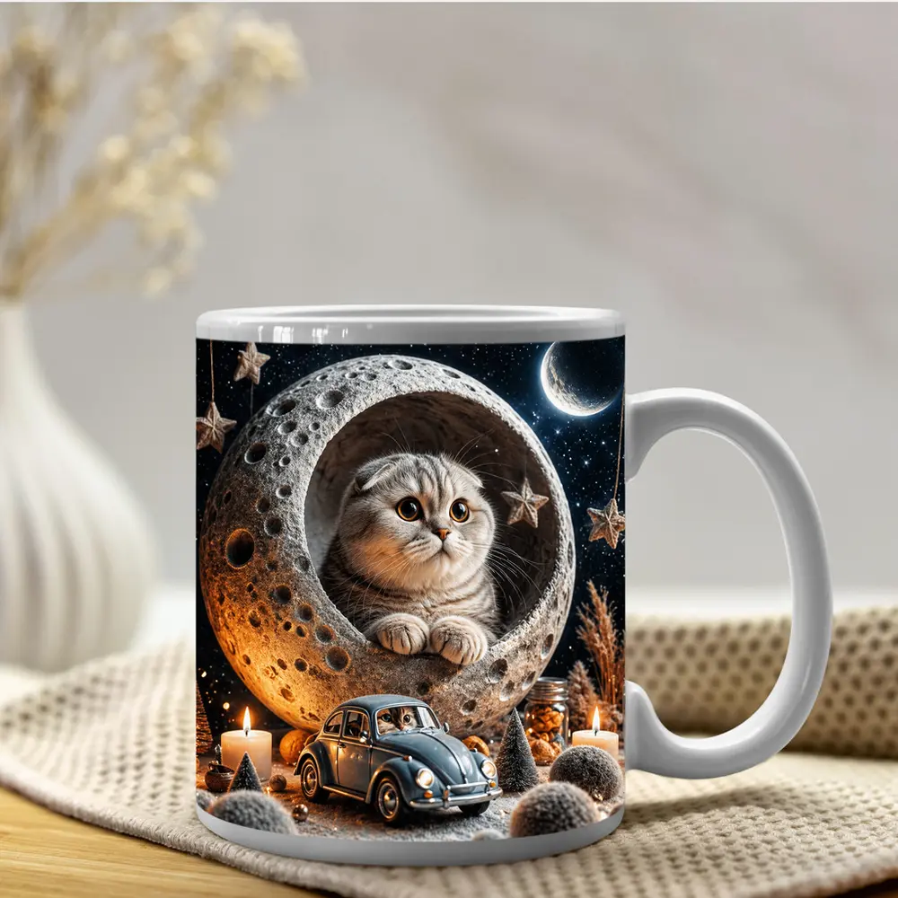 Scottish Fold Cat Moon Night Stars Scene – Mugs