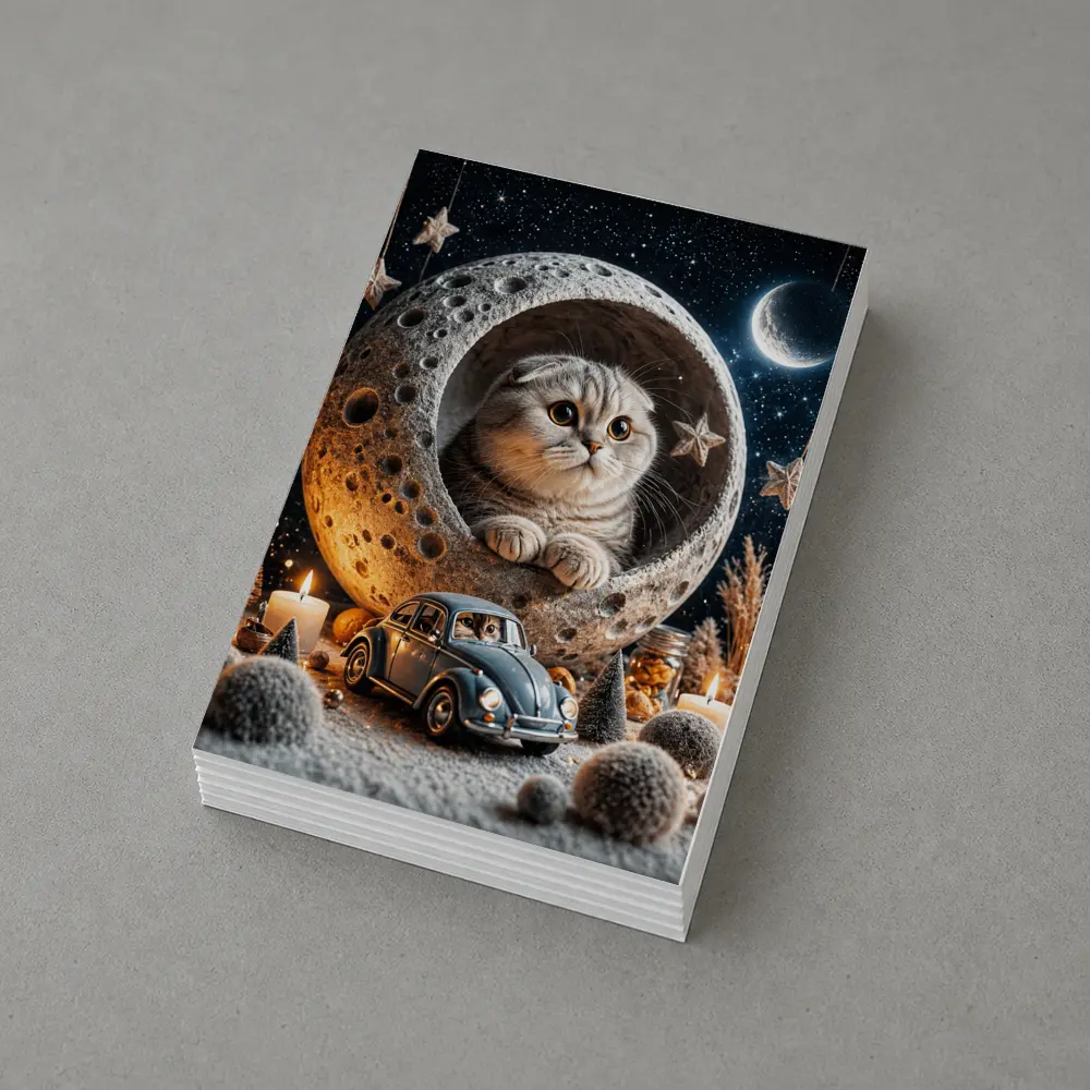 Scottish Fold Cat Moon Night Stars Scene – Postcards