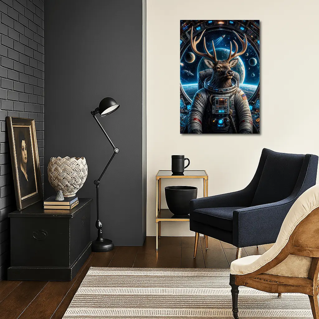Deer Astronaut Space Station Universe Art – Wall Art