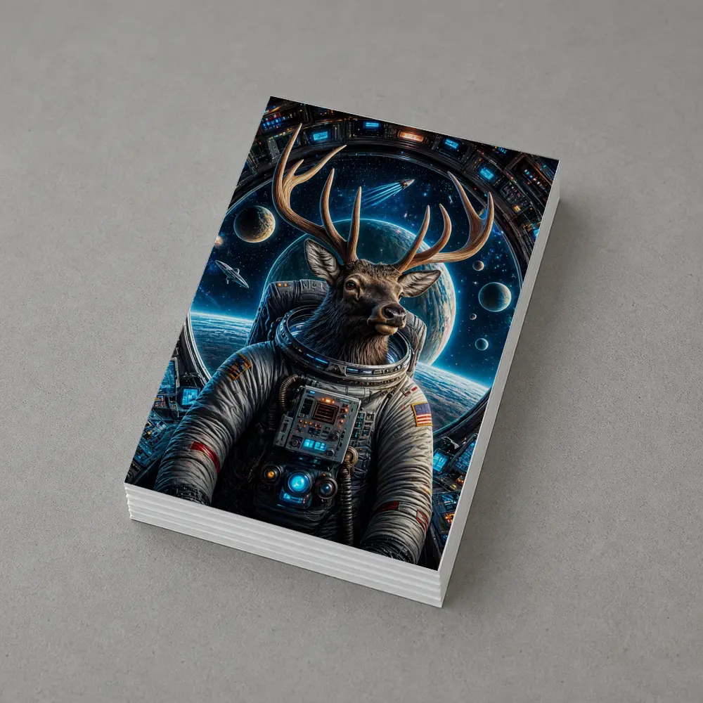 Deer Astronaut Space Station Universe Art – Postcards