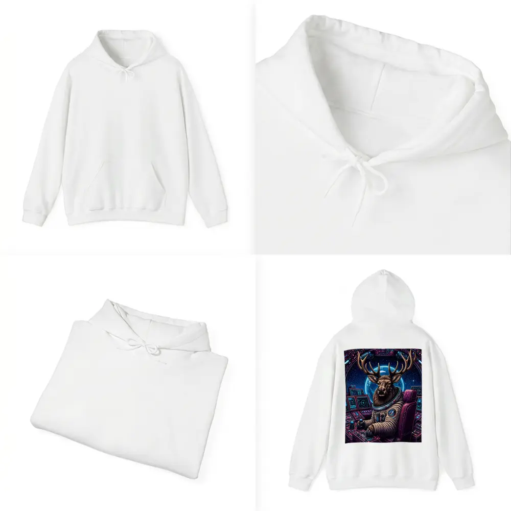 Moose Astronaut Piloting Spaceship In Space – Hoodies