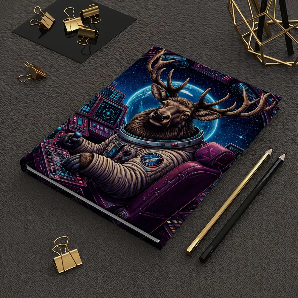 Moose Astronaut Piloting Spaceship In Space – Notebooks
