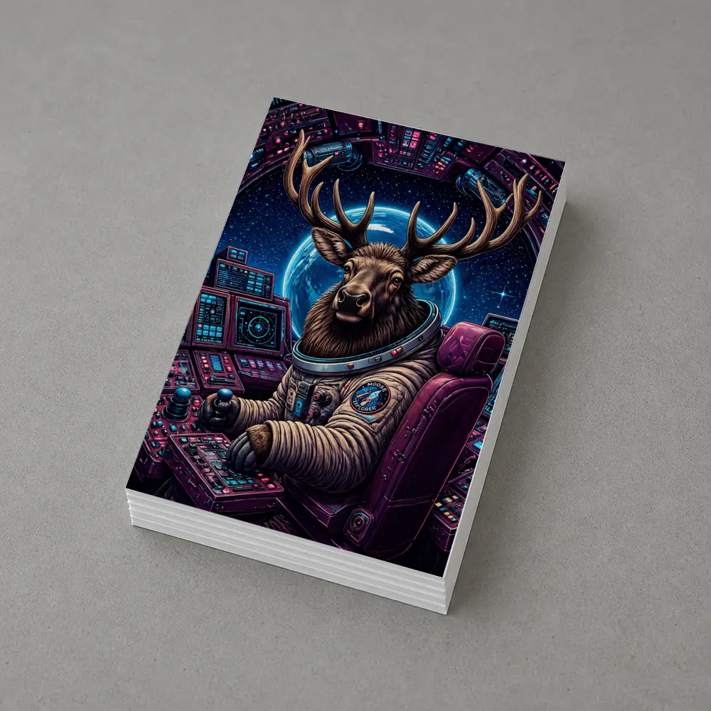 Moose Astronaut Piloting Spaceship In Space – Postcards