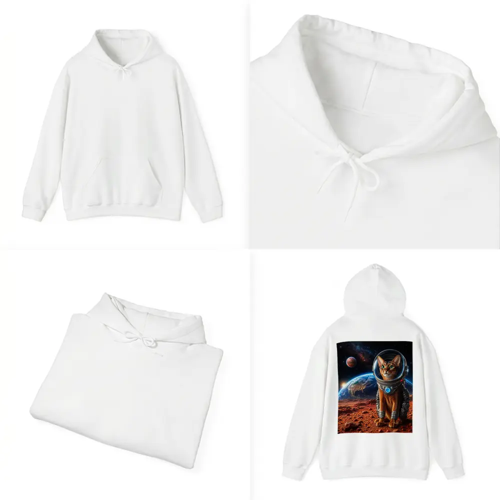 Abyssinian Cat Astronaut on Mars Surface – Hoodies