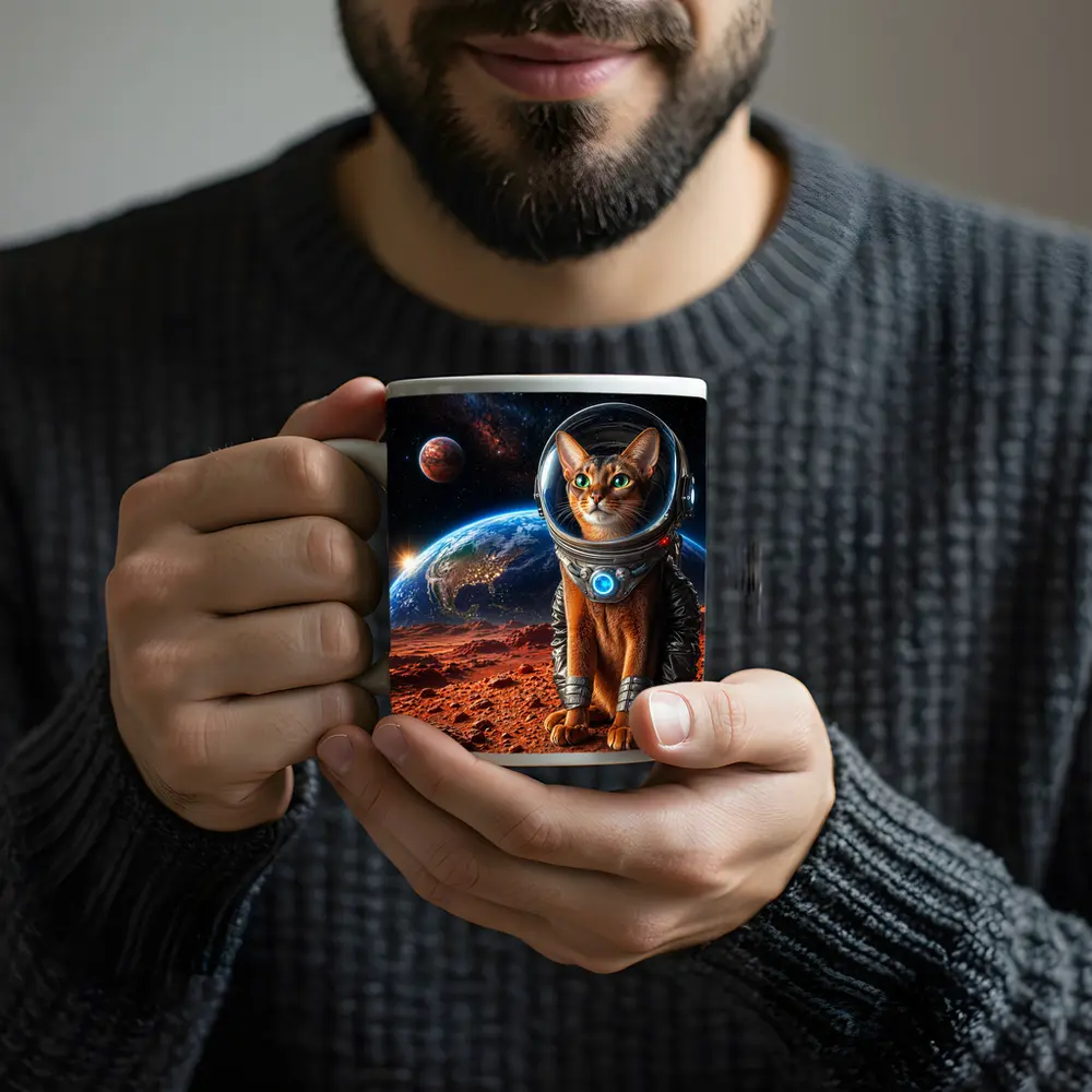 Abyssinian Cat Astronaut on Mars Surface – Mugs