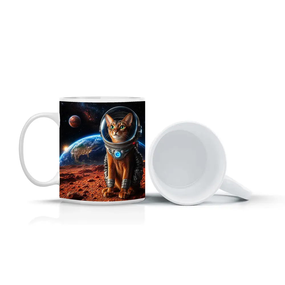 Abyssinian Cat Astronaut on Mars Surface – Mugs