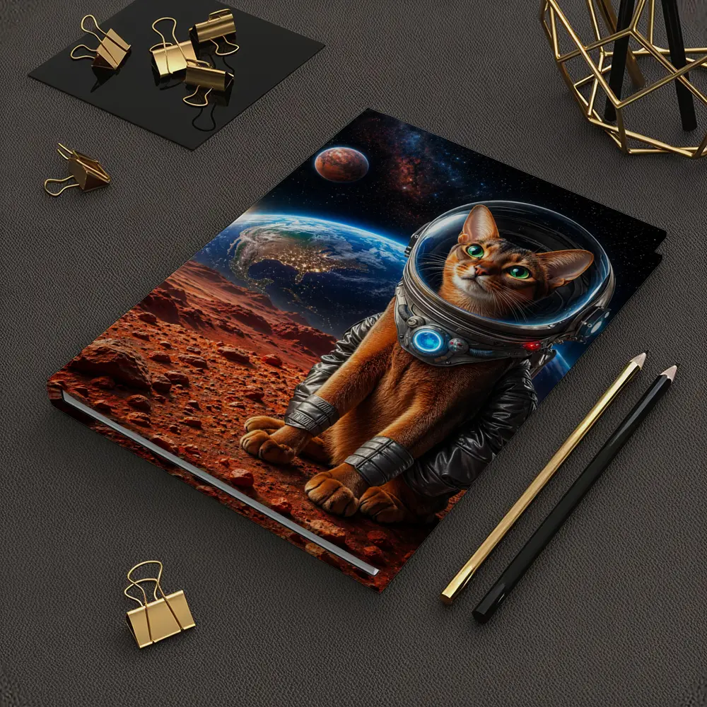 Abyssinian Cat Astronaut on Mars Surface – Notebooks