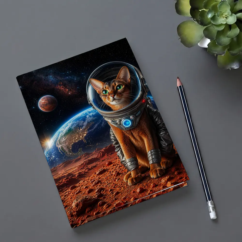 Abyssinian Cat Astronaut on Mars Surface – Notebooks