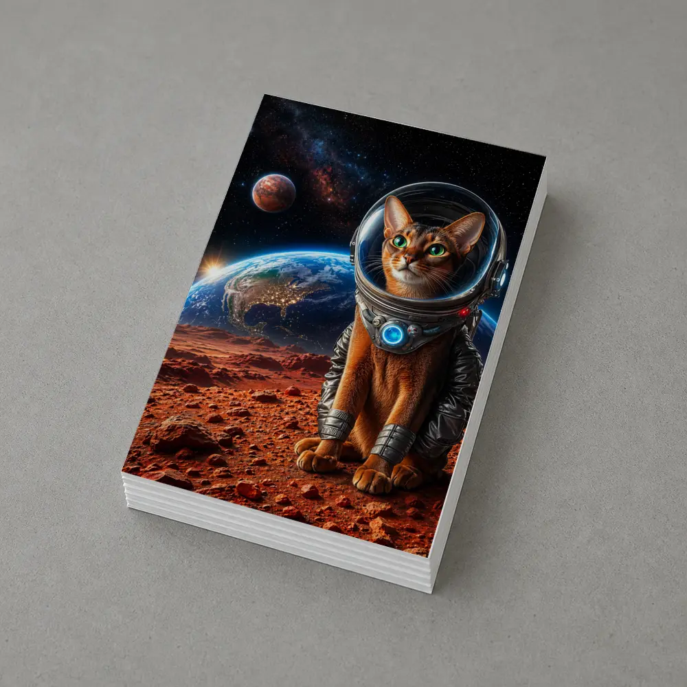 Abyssinian Cat Astronaut on Mars Surface – Postcards