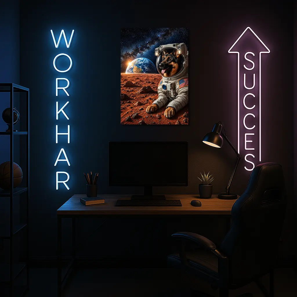German Shepherd Astronaut On Mars Space – Wall Art