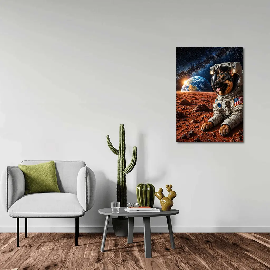 German Shepherd Astronaut On Mars Space – Wall Art