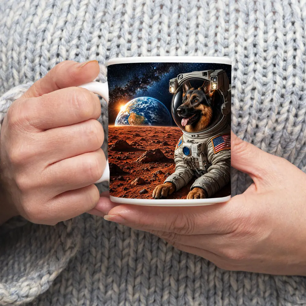 German Shepherd Astronaut On Mars Space – Mugs