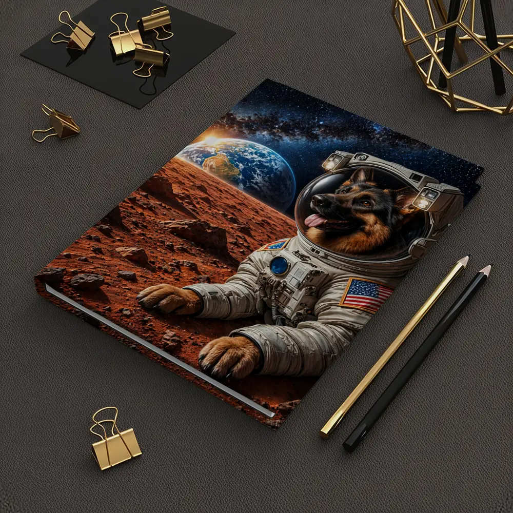 German Shepherd Astronaut On Mars Space – Notebooks
