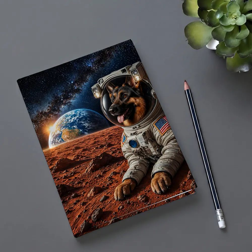 German Shepherd Astronaut On Mars Space – Notebooks