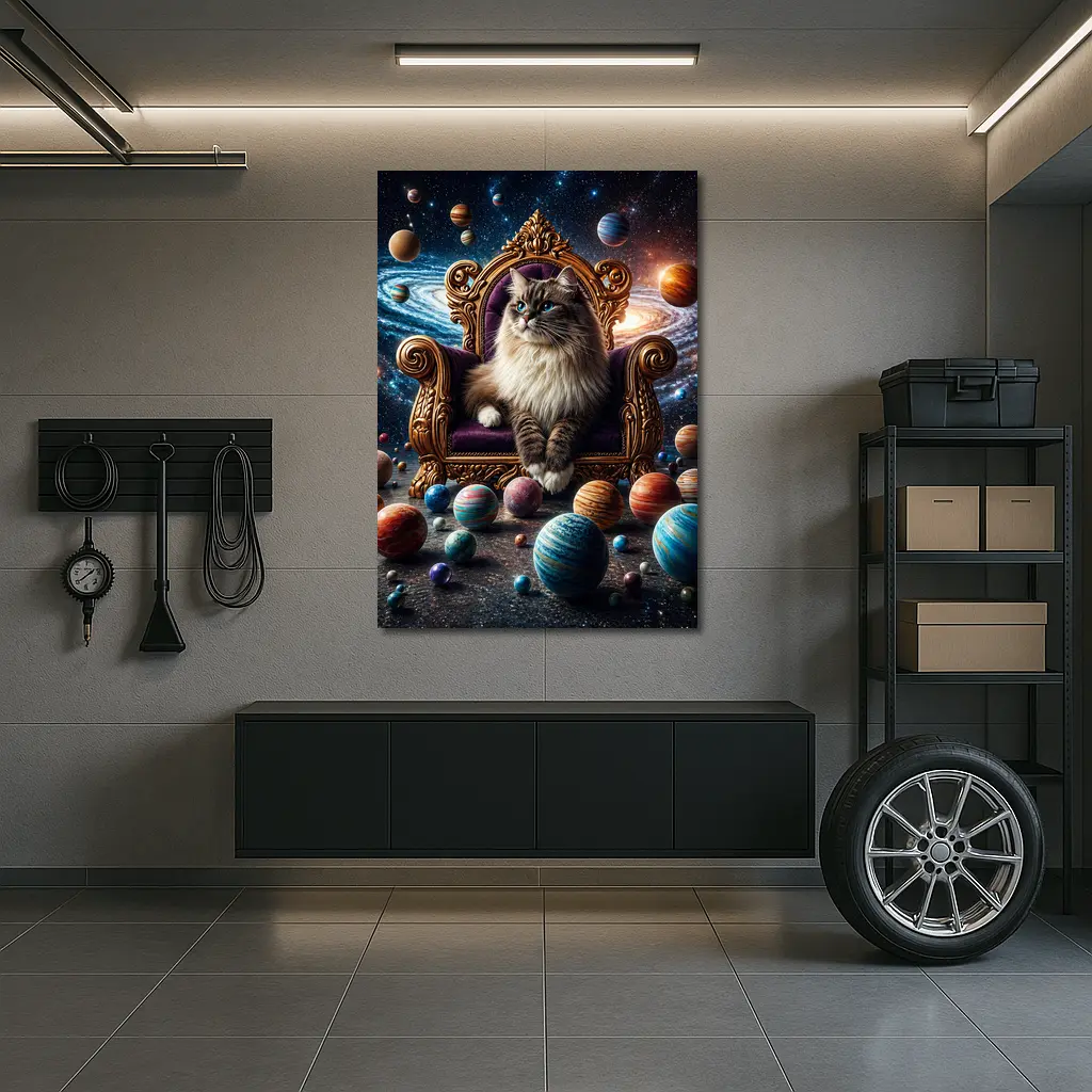 Ragdoll Cat Seated On Cosmic Galaxy Throne – Wall Art