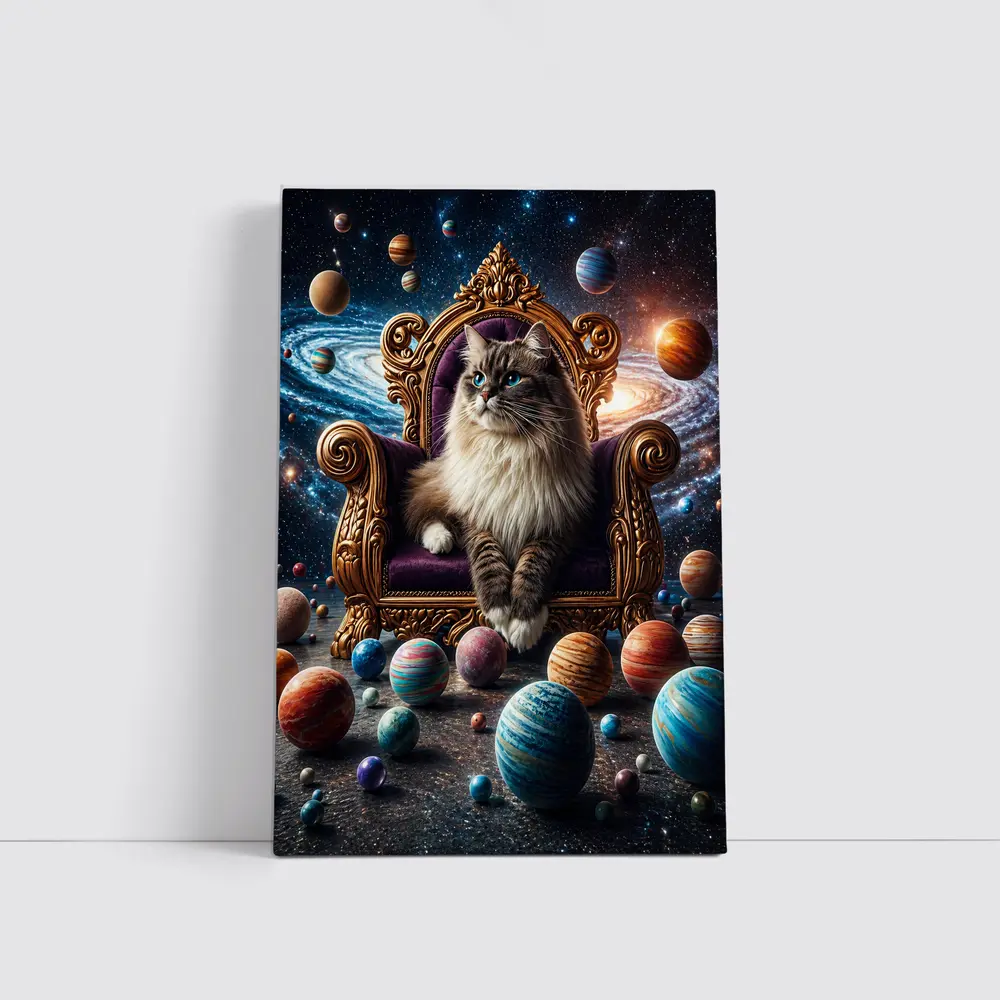 Ragdoll Cat Seated On Cosmic Galaxy Throne – Wall Art