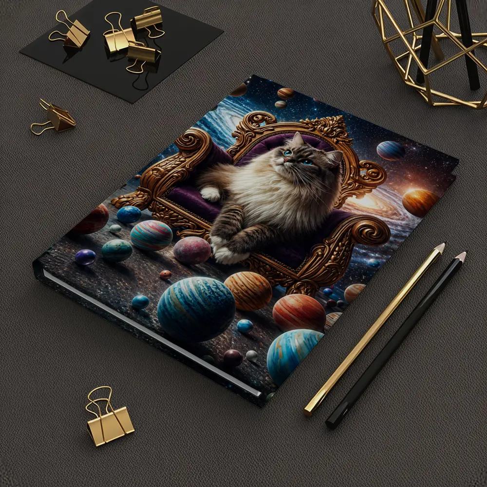 Ragdoll Cat Seated On Cosmic Galaxy Throne – Notebooks