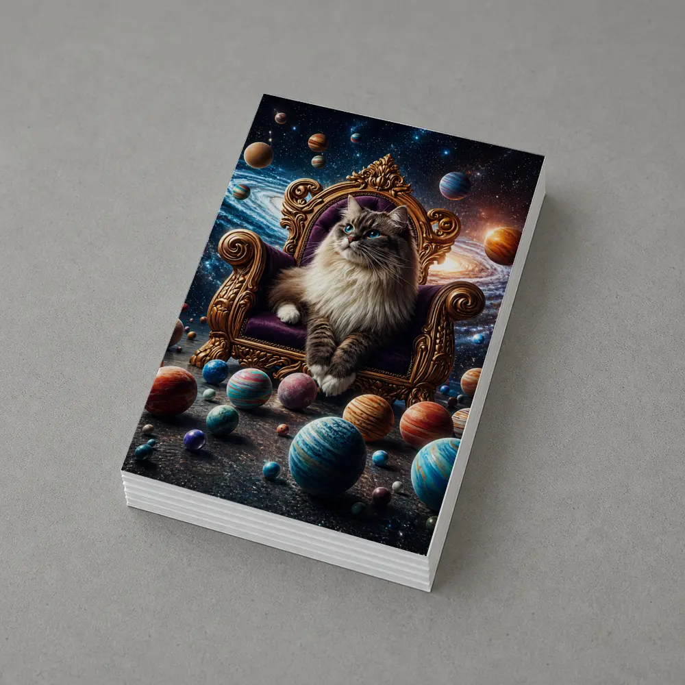 Ragdoll Cat Seated On Cosmic Galaxy Throne – Postcards