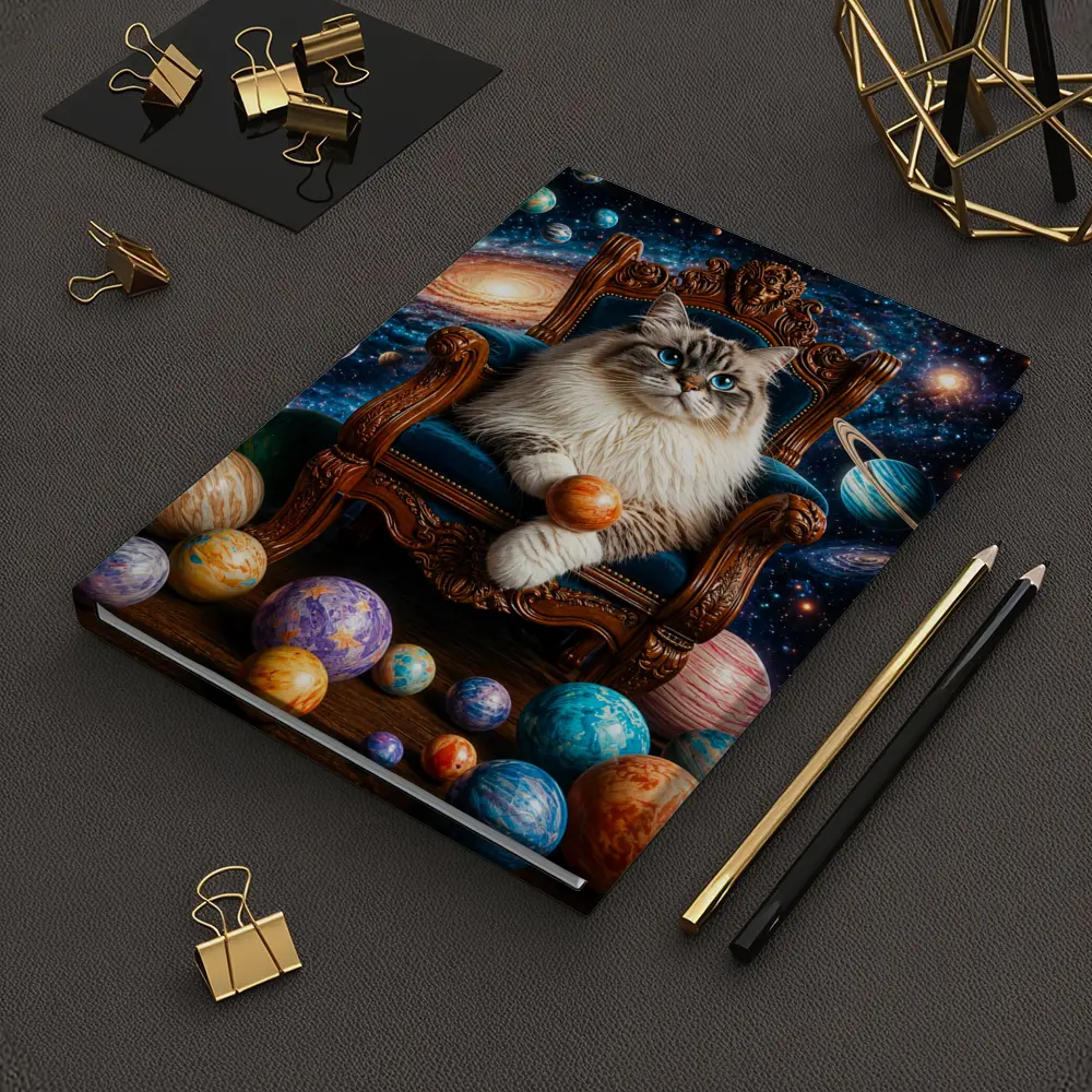 Ragdoll Cat Seated on Throne Galaxy Space – Notebooks