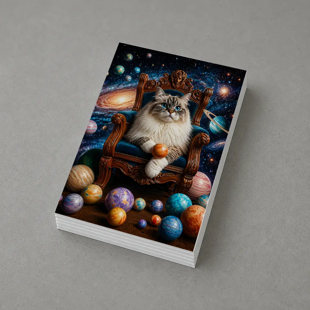Ragdoll Cat Seated on Throne Galaxy Space – Postcards