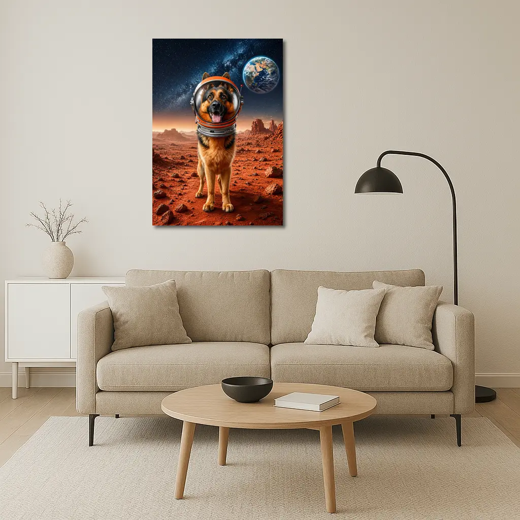 German Shepherd Astronaut On Mars Space – Wall Art