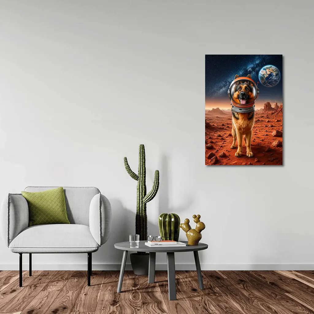 German Shepherd Astronaut On Mars Space – Wall Art