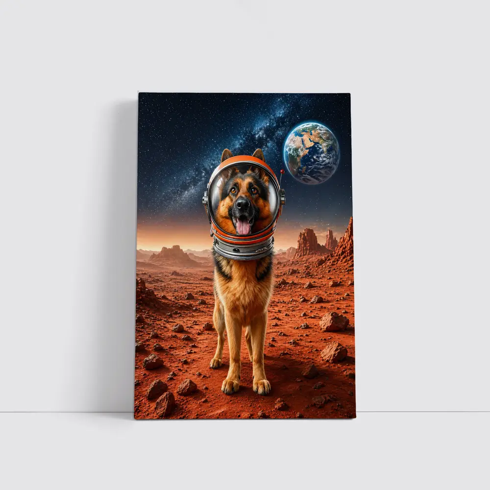 German Shepherd Astronaut On Mars Space – Wall Art