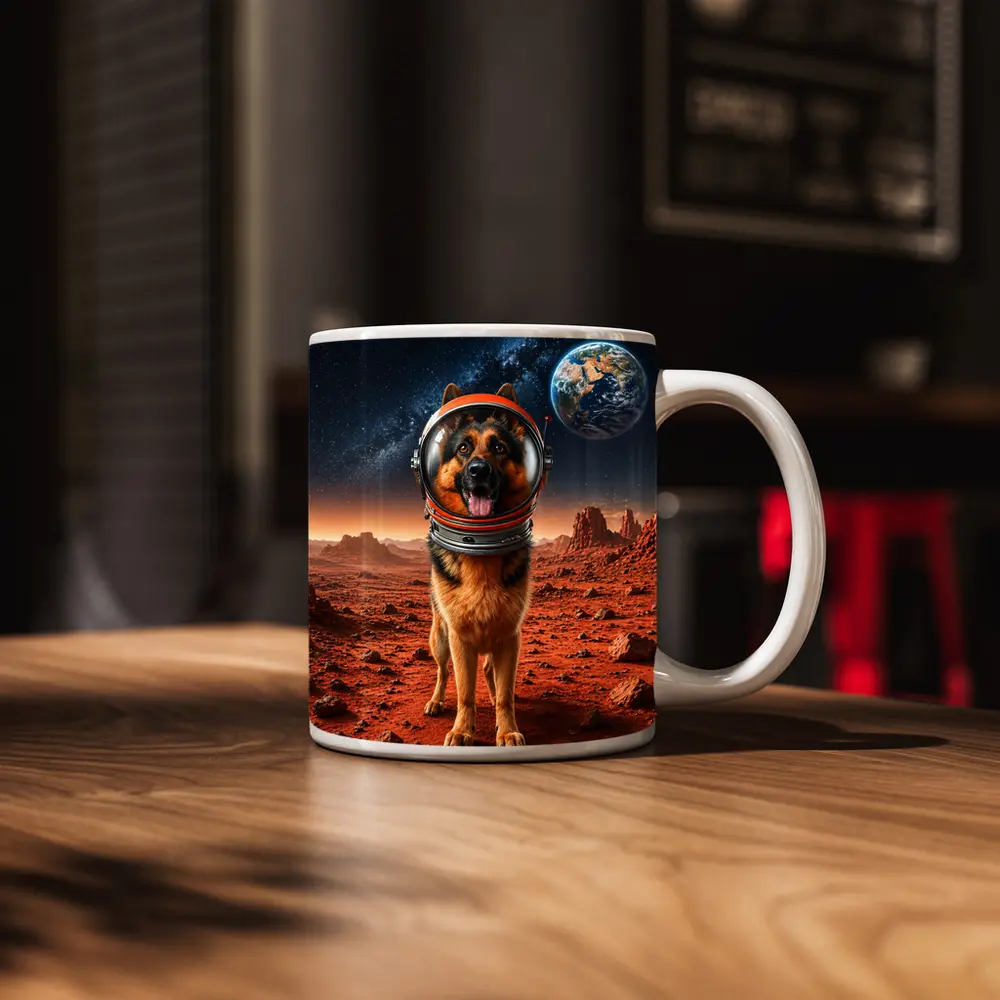 German Shepherd Astronaut On Mars Space – Mugs