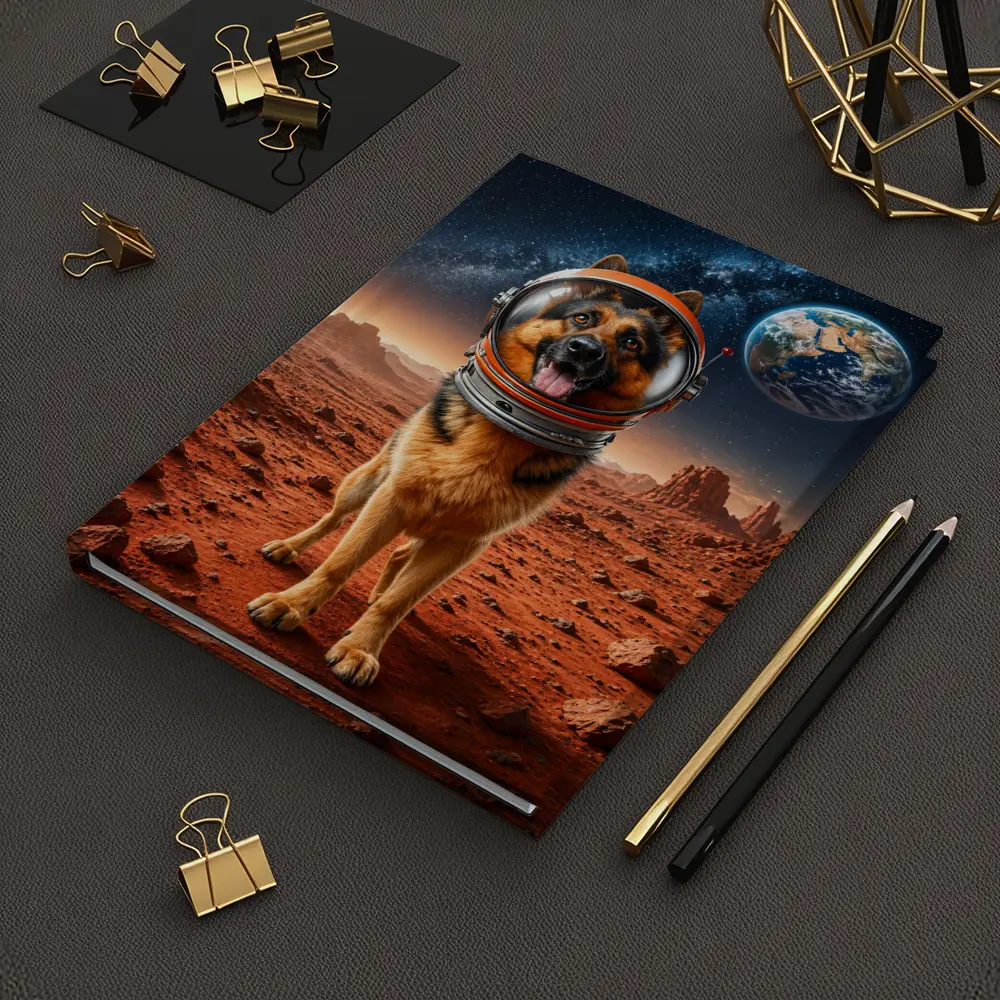 German Shepherd Astronaut On Mars Space – Notebooks